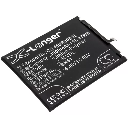 Xiaomi BN51 helyettesítő mobiltelefon akkumulátor (Li-Polymer, 3.85V, 4900mAh / 18.87Wh) - Utángyártott