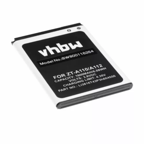 ZTE Li3816T43P3h604550 helyettesítő mobiltelefon akkumulátor (Li-Ion, 3.8V, 1600mAh / 6.08Wh) - Utángyártott