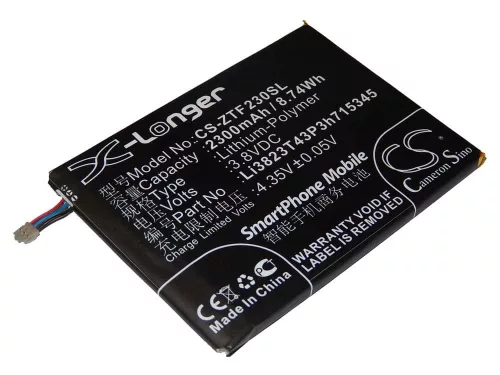 ZTE Li3823T43P3h715345-H helyettesítő mobiltelefon akkumulátor (Li-Polymer, 3.8V, 2300mAh / 8.74Wh) - Utángyártott