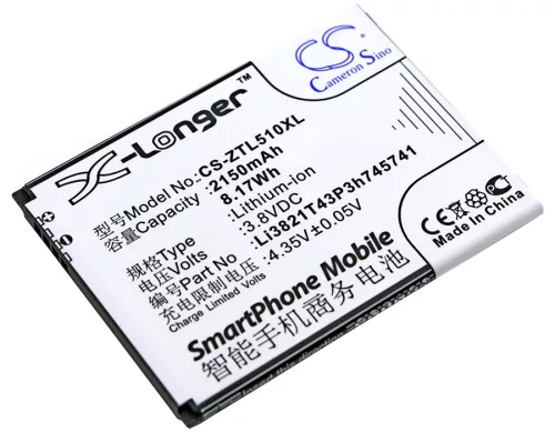 ZTE Li3821T43P3h745741 helyettesítő mobiltelefon akkumulátor (Li-Ion, 3.8V, 2150mAh / 8.17Wh) - Utángyártott
