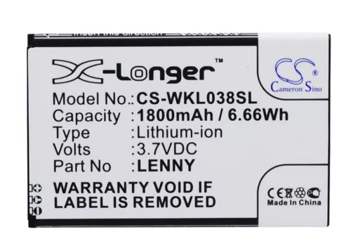 Wiko Lenny 2, 3 készülékekhez mobiltelefon akkumulátor (Li-Ion, 3.7V, 1800mAh / 6.66Wh) - Utángyártott