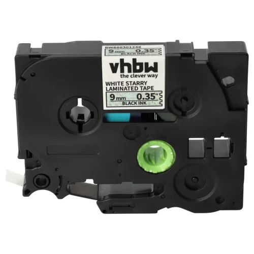 Brother TZE-221L1 helyettesítő címkeszalag (Fehér (Csillámos) alapon Fekete) - Utángyártott