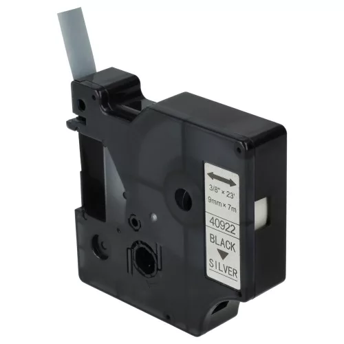 Dymo 40922, D1 helyettesítő címkeszalag (Ezüst alapon Fekete) - Utángyártott