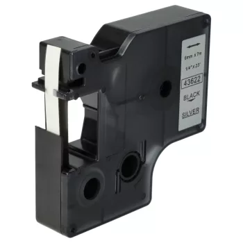   Dymo 43622, D1 helyettesítő címkeszalag (Ezüst alapon Fekete) - Utángyártott