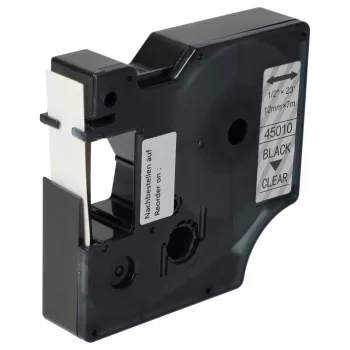   Dymo 45010, D1 helyettesítő címkeszalag (Átlátszó alapon Fekete) - Utángyártott