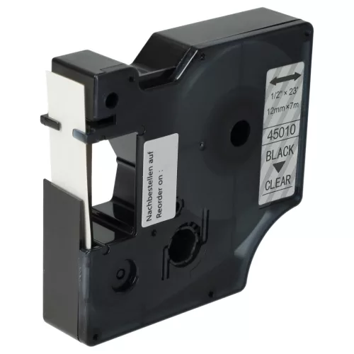 Dymo 45010, D1 helyettesítő címkeszalag (Átlátszó alapon Fekete) - Utángyártott