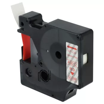   Dymo 45012, D1 helyettesítő címkeszalag (Átlátszó alapon Piros) - Utángyártott