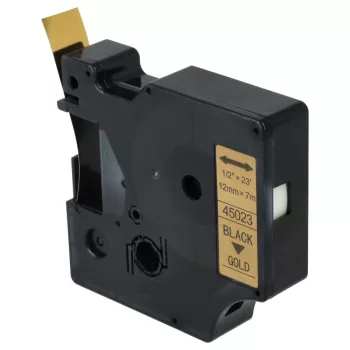   Dymo 45023, D1 helyettesítő címkeszalag (Arany alapon Fekete) - Utángyártott