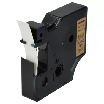   Dymo 45023, D1 helyettesítő címkeszalag (Arany alapon Fekete) - Utángyártott