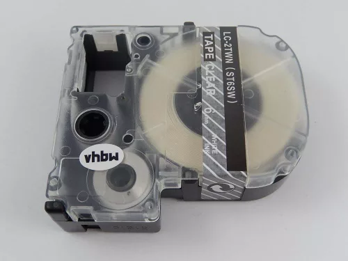 KingJim ST6SW helyettesítő címkeszalag (Átlátszó alapon Fehér) - Utángyártott