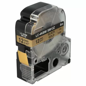   KingJim SC12KW, SM12Z helyettesítő címkeszalag (Arany alapon Fekete) - Utángyártott