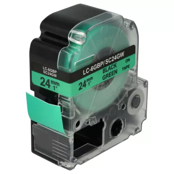   KingJim SC24GW helyettesítő címkeszalag (Zöld alapon Fekete) - Utángyártott