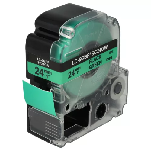 KingJim SC24GW helyettesítő címkeszalag (Zöld alapon Fekete) - Utángyártott