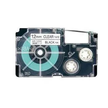   Casio XR-12GWE helyettesítő címkeszalag (Átlátszó alapon Fekete) - Utángyártott