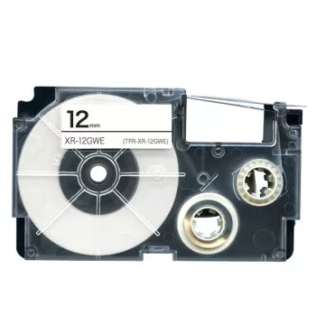   Casio XR-12GWE helyettesítő címkeszalag (Fehér alapon Fekete) - Utángyártott