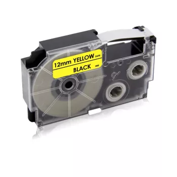   Casio XR-12GX helyettesítő címkeszalag (Sárga alapon Fekete) - Utángyártott