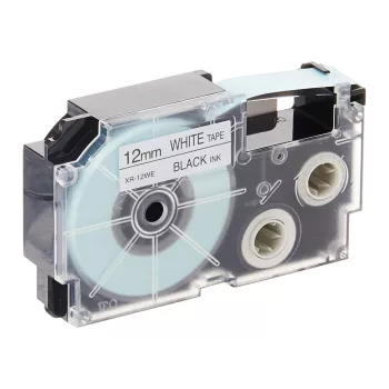   Casio XR-12WE, XR-12WE1 helyettesítő címkeszalag (Fehér alapon Fekete) - Utángyártott