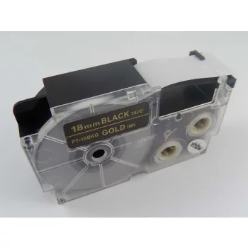   Casio XR-18BKG, XR-18BKG1 helyettesítő címkeszalag (Fekete alapon Arany) - Utángyártott