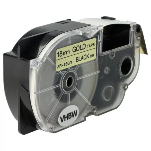 Casio XR-18GD, XR-18GD1 helyettesítő címkeszalag (Arany alapon Fekete) - Utángyártott