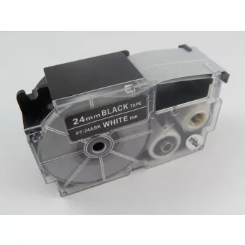   Casio XR-24ABK, XR-24ABK1 helyettesítő címkeszalag (Fekete alapon Fehér) - Utángyártott