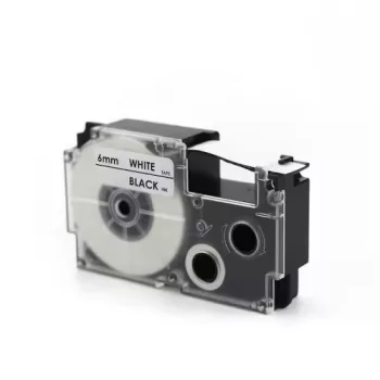   Casio XR-6WE, XR-6WE1 helyettesítő címkeszalag (Fehér alapon Fekete) - Utángyártott