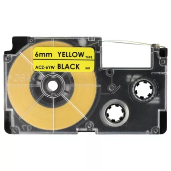   Casio XR-6YW, XR-6YW1 helyettesítő címkeszalag (Sárga alapon Fekete) - Utángyártott