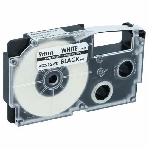 Casio XR-9GWE helyettesítő címkeszalag (Fehér alapon Fekete) - Utángyártott