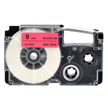   Casio XR-9RD, XR-9RD1 helyettesítő címkeszalag (Piros alapon Fekete) - Utángyártott