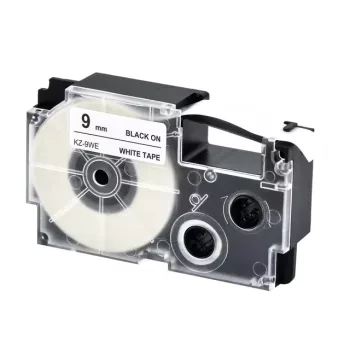   Casio XR-9WE, XR-9WE1 helyettesítő címkeszalag (Fehér alapon Fekete) - Utángyártott