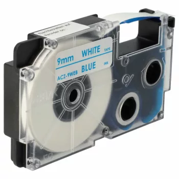   Casio XR-9WEB, XR-9WEB1 helyettesítő címkeszalag (Fehér alapon Kék) - Utángyártott