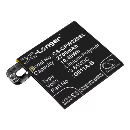 Google G011A-B helyettesítő mobiltelefon akkumulátor (Li-Polymer, 3.85V, 2700mAh / 10.4Wh) - Utángyártott