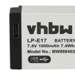 Canon LP-E17 helyettesítő fényképezőgép akkumulátor (Li-Ion, 7.4V, 1000mAh / 7.4Wh) - Utángyártott