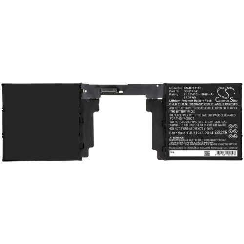 Microsoft G3HTA041 helyettesítő laptop akkumulátor (Li-Polymer, 11.36V, 5400mAh / 61.34Wh) - Utángyártott