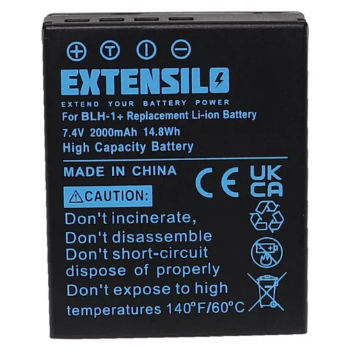 Olympus BLH-1 helyettesítő fényképezőgép akkumulátor (Li-Ion, 7.4V, 2000mAh / 14.8Wh) - Utángyártott