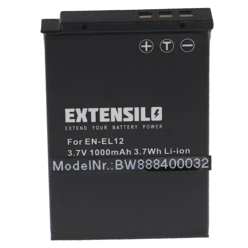 Nikon EN-EL12 helyettesítő fényképezőgép akkumulátor (Li-Ion, 3.7V, 1000mAh) - Utángyártott