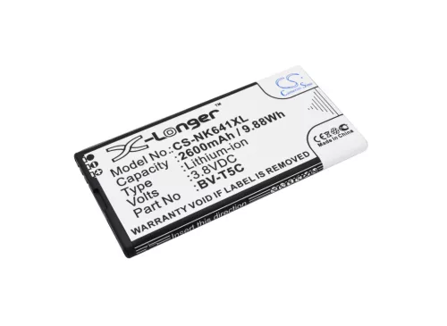 Microsoft / Nokia BV-T5C helyettesítő mobiltelefon akkumulátor (Li-Ion, 3.8V, 2600mAh / 9.88Wh) - Utángyártott