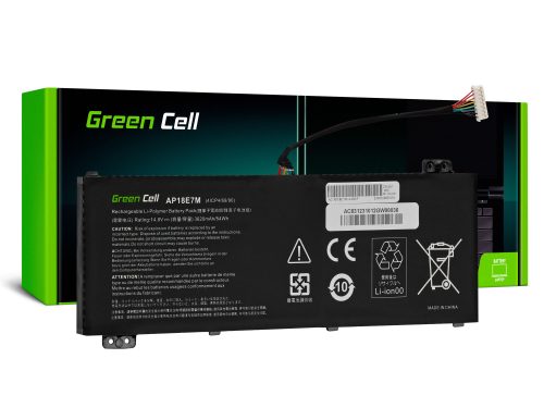 Acer KT.00407.007, KT00407009 helyettesítő laptop akkumulátor (Li-Polymer, 14.8V, 3620mAh) - Utángyártott