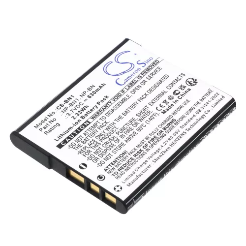Sony NP-BN1 helyettesítő fényképezőgép akkumulátor (Li-Ion, 3.7V, 630mAh / 2.33Wh) - Utángyártott