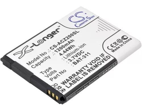 Acer KT.0010S.011 helyettesítő mobiltelefon akkumulátor (Li-ion, 3.7V, 1200mAh / 4.44Wh) - Utángyártott