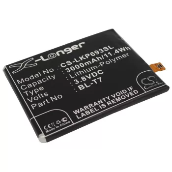   LG BL-T7 helyettesítő mobiltelefon akkumulátor (Li-Polymer, 3.8V, 3000mAh / 11.40Wh) - Utángyártott