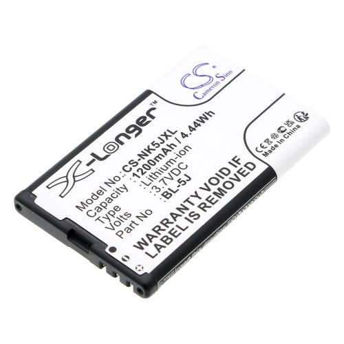 Nokia 5800 XpressMusic készülékhez mobiltelefon akkumulátor (Li-ion, 3.7V, 1200mAh / 4.44Wh) - Utángyártott
