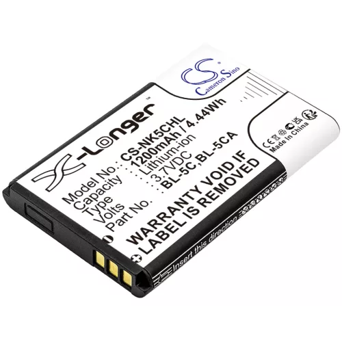 Nokia BL-5C, BL-5CA helyettesítő mobiltelefon akkumulátor (Li-ion, 3.7V, 1200mAh / 4.44Wh) - Utángyártott