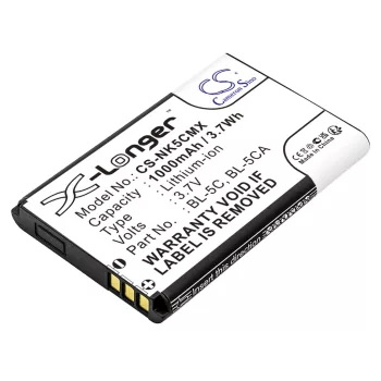   Nokia BL-5C, BL-5CA helyettesítő mobiltelefon akkumulátor (Li-ion, 3.7V, 1000mAh / 3.70Wh) - Utángyártott