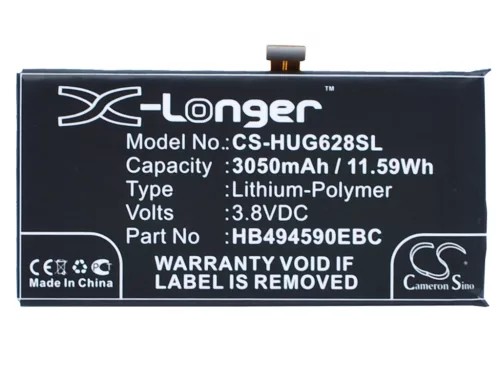 Huawei HB494590EBW helyettesítő mobiltelefon akkumulátor (Li-Polymer, 3.8V, 3050mAh / 11.59Wh) - Utángyártott