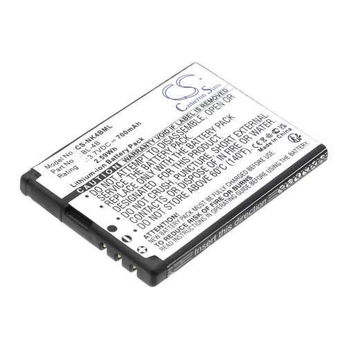 Nokia BL-4B, BL-4BA helyettesítő mobiltelefon akkumulátor (Li-ion, 3.7V, 700mAh / 2.59Wh) - Utángyártott
