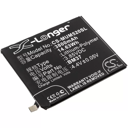 Xiaomi BM37 helyettesítő mobiltelefon akkumulátor (Li-Polymer, 3.85V, 3800mAh / 14.63Wh) - Utángyártott