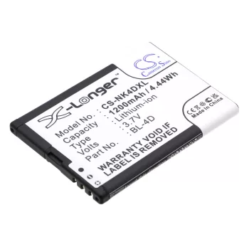   Nokia BL-4D helyettesítő mobiltelefon akkumulátor (Li-ion, 3.7V, 1200mAh / 4.44Wh) - Utángyártott