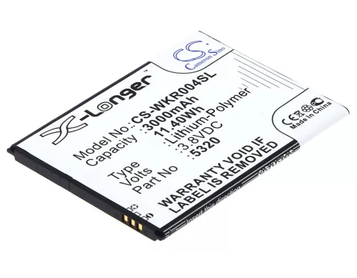Wiko 5320B helyettesítő mobiltelefon akkumulátor (Li-Polymer, 3.8V, 3000mAh / 11.40Wh) - Utángyártott