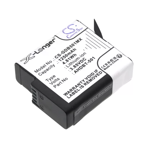 GoPro AHDBT-501 helyettesítő fényképezőgép akkumulátor (Li-ion, 3.85V, 1250mAh / 4.81Wh) - Utángyártott