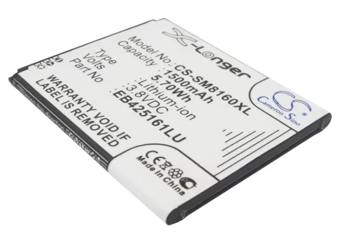 Samsung EB425161LU helyettesítő mobiltelefon akkumulátor (Li-ion, 3.8V, 1500mAh / 5.7Wh) - Utángyártott